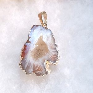 Final price! Artisan Made Silver Plated Purple Slice Pendant Geode Necklace